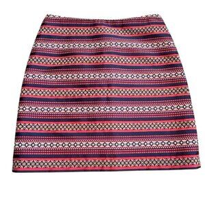 ANN TAYLOR LOFT PETITE LINED MULTICOLOR GEOMETRIC MINI SKIT, SIZE 2P